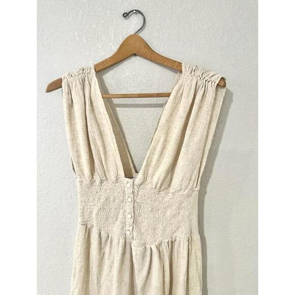 ASOS Design Beige V Neck Flowy Boho Dress Women's Size US8 - Picture 7 of 15
